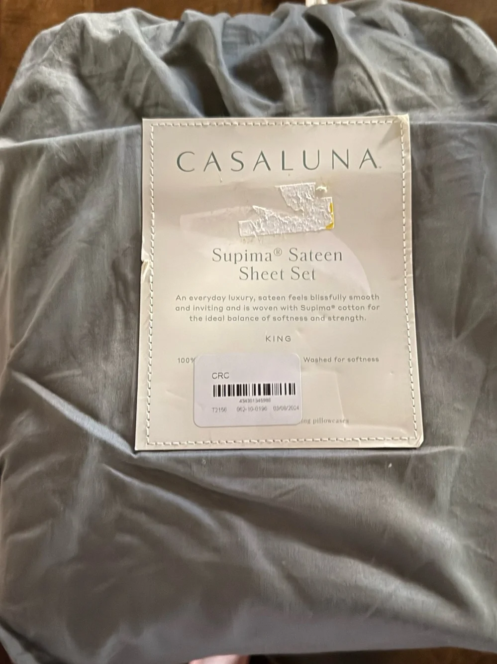 Casaluna Supima Sateen Sheet Set - Light Gray